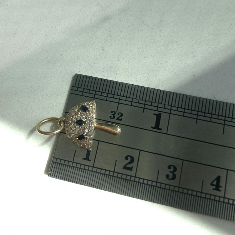 14k Yellow Gold Blue Sapphire and Diamond Mushroom Charm