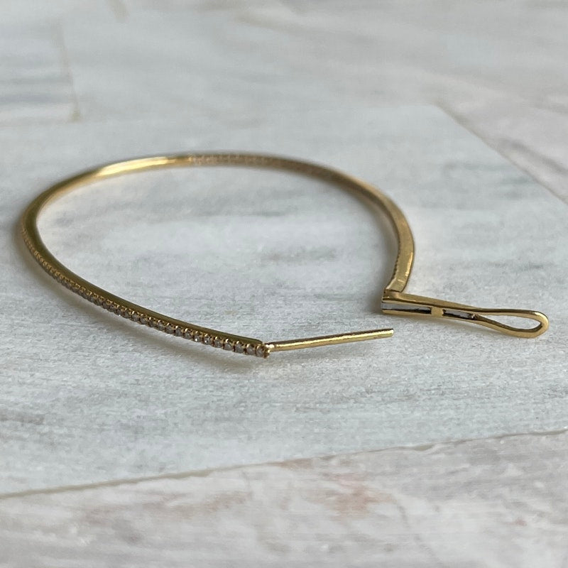 18K Yellow Gold Diamond Inside-Out Teardrop Hoop Earrings