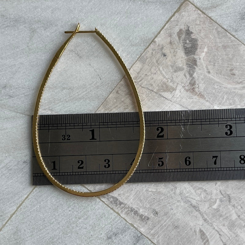 18K Yellow Gold Diamond Inside-Out Teardrop Hoop Earrings