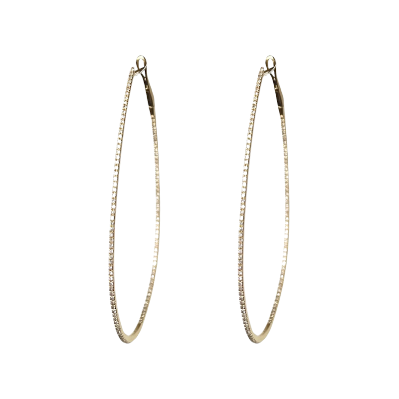 18K Yellow Gold Diamond Inside-Out Teardrop Hoop Earrings