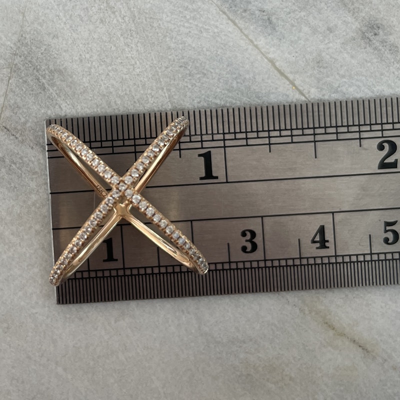 18k Rose Gold Diamond X Ring