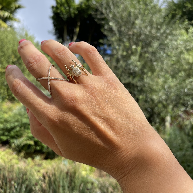 18k Rose Gold Diamond X Ring