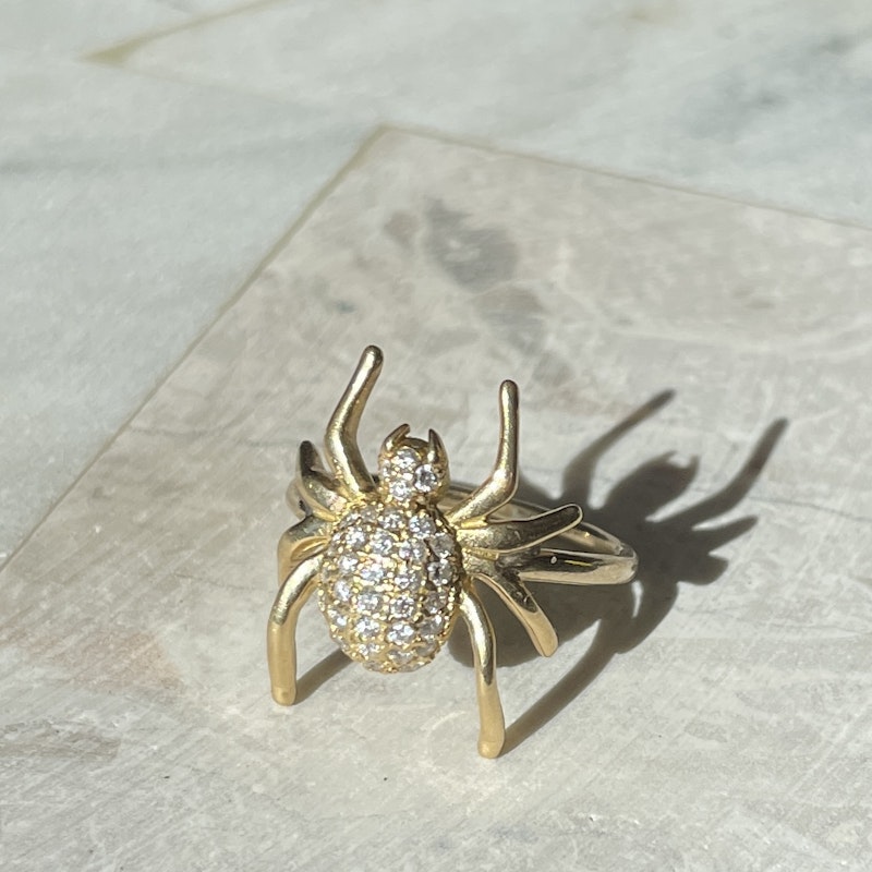 18k Yellow Gold and Diamond Spider Ring