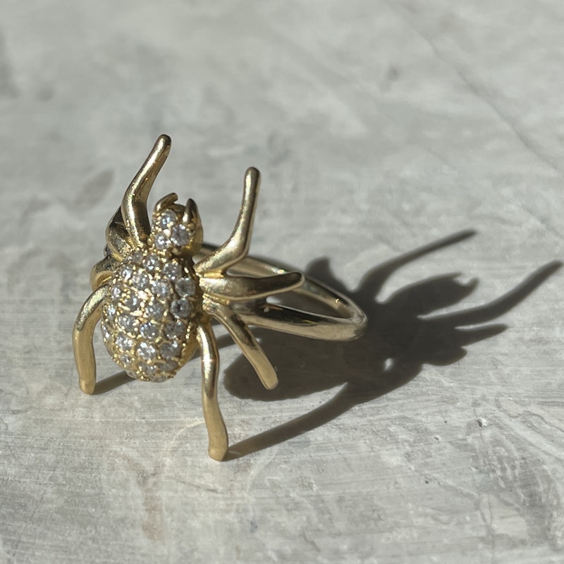 18k Yellow Gold and Diamond Spider Ring