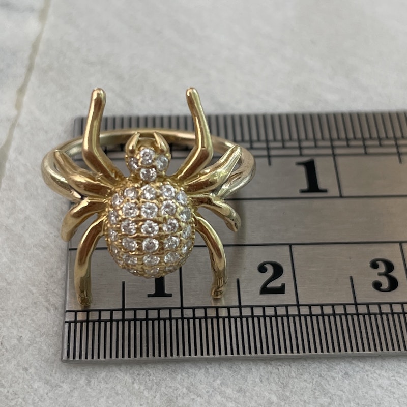 18k Yellow Gold and Diamond Spider Ring