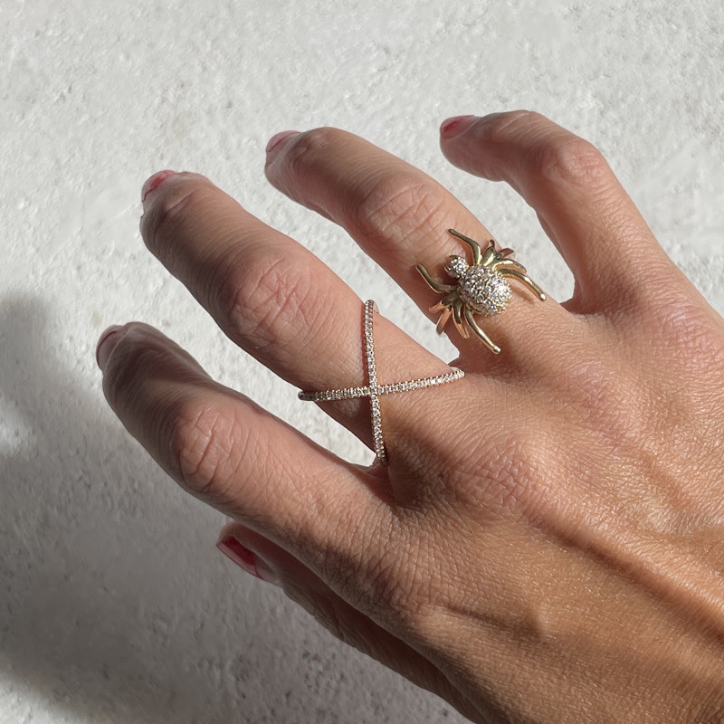 18k Yellow Gold and Diamond Spider Ring