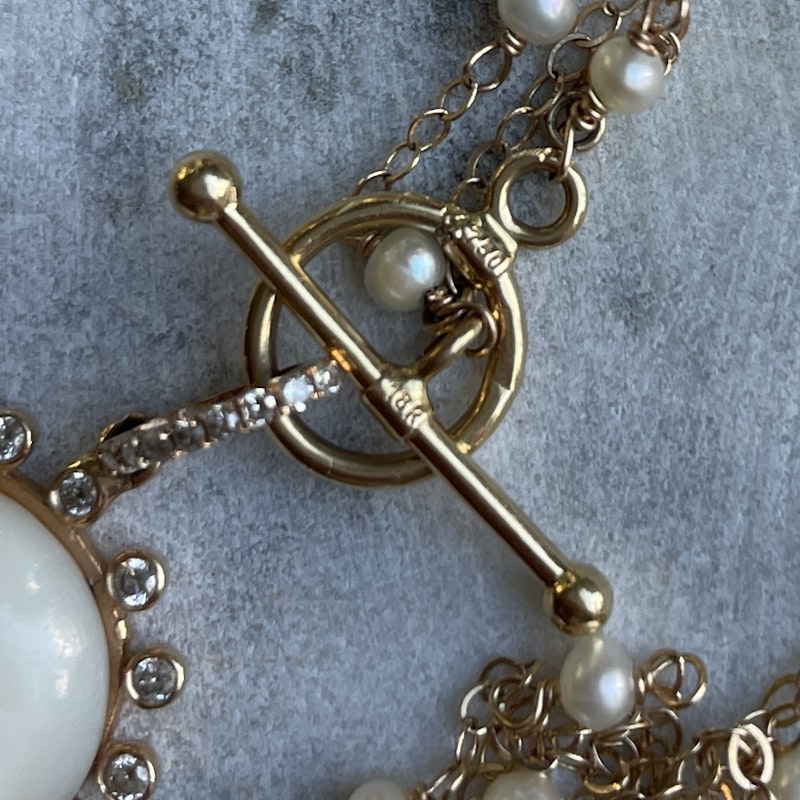 Mother of Pearl and Diamond Halo Buddha Necklace