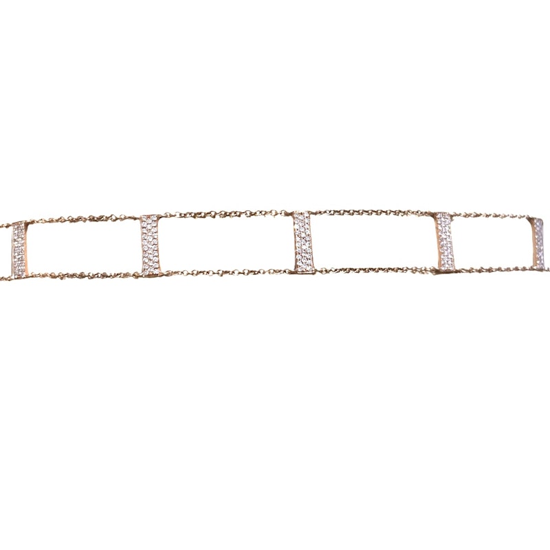 14k Rose Gold and Pave Diamond Bar Choker Necklace
