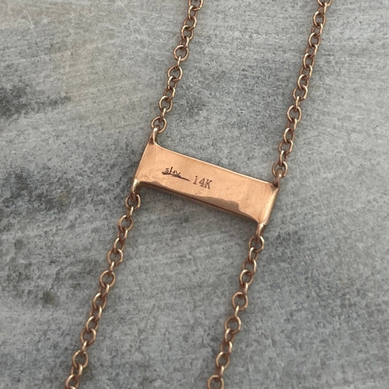 14k Rose Gold and Pave Diamond Bar Choker Necklace