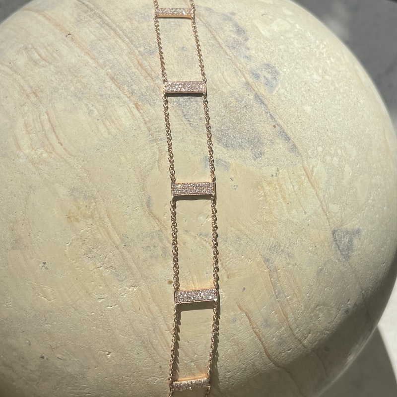 14k Rose Gold and Pave Diamond Bar Choker Necklace