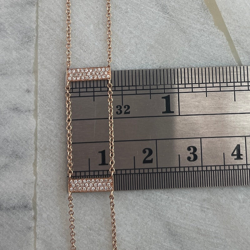 14k Rose Gold and Pave Diamond Bar Choker Necklace