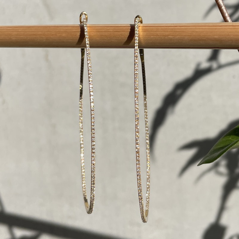 18K Yellow Gold Diamond Inside-Out Teardrop Hoop Earrings