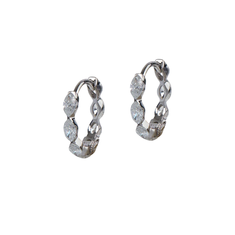 Maria Tash 18k Invisible Set Diamond Marquise Eternity Hoop