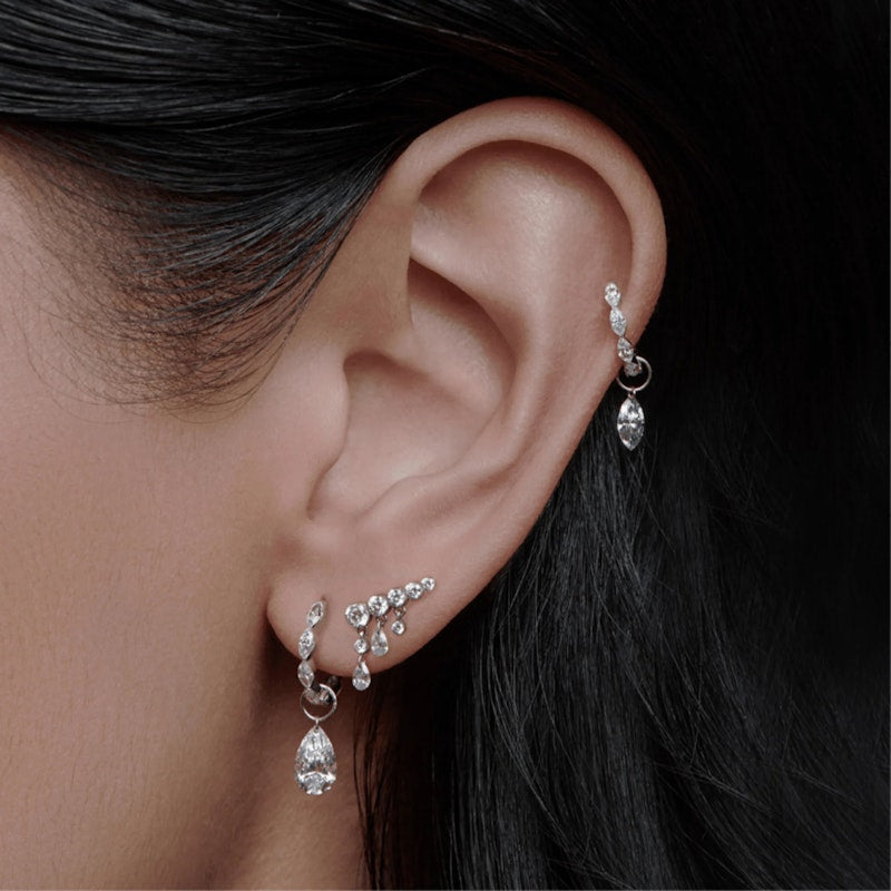 Maria Tash 18k Invisible Set Diamond Marquise Eternity Hoop