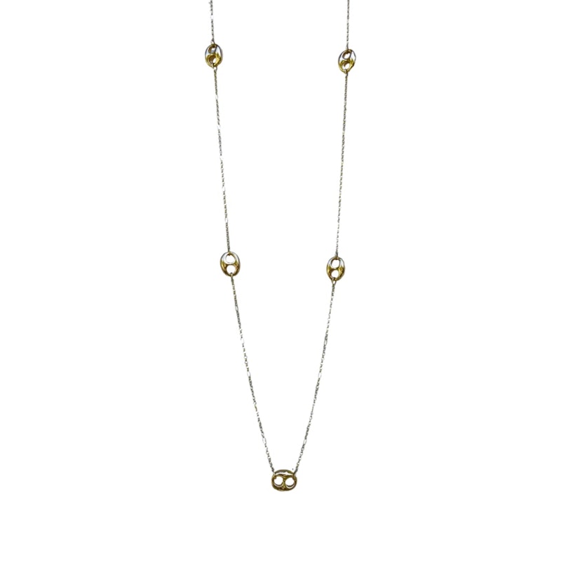 14k Yellow Gold Mariner Puff Multi-Station Layering Necklace