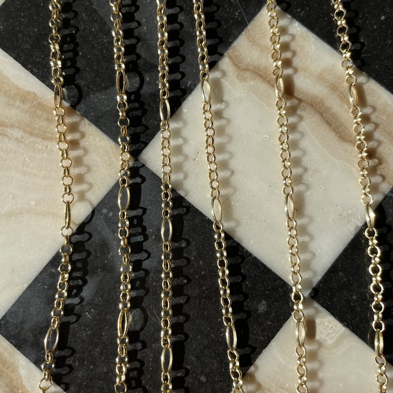 14k Yellow Gold Mariner Puff Multi-Station Layering Necklace