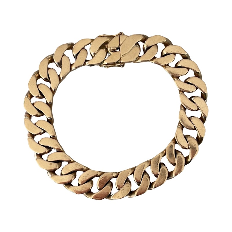 Vintage 14k Yellow Gold Cuban Curb Link Bracelet, 73gm
