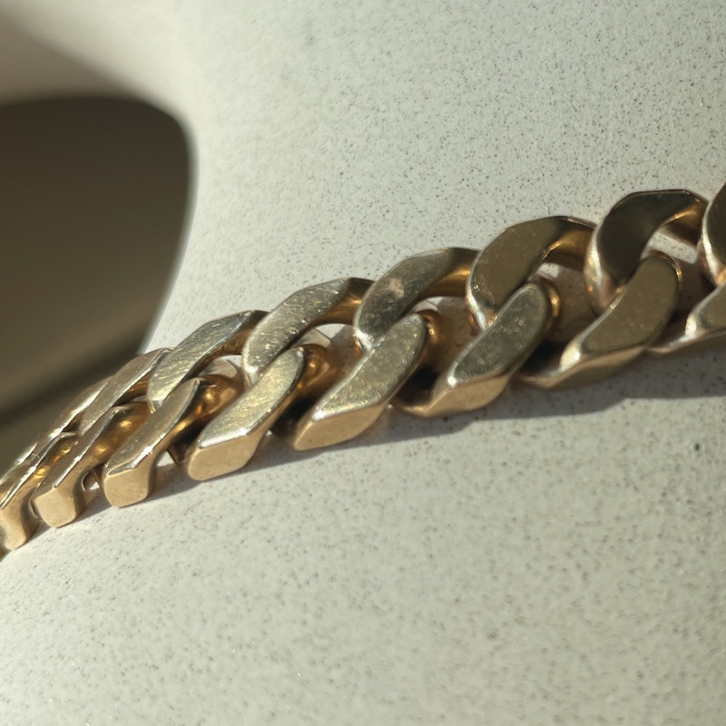 Vintage 14k Yellow Gold Cuban Curb Link Bracelet, 73gm