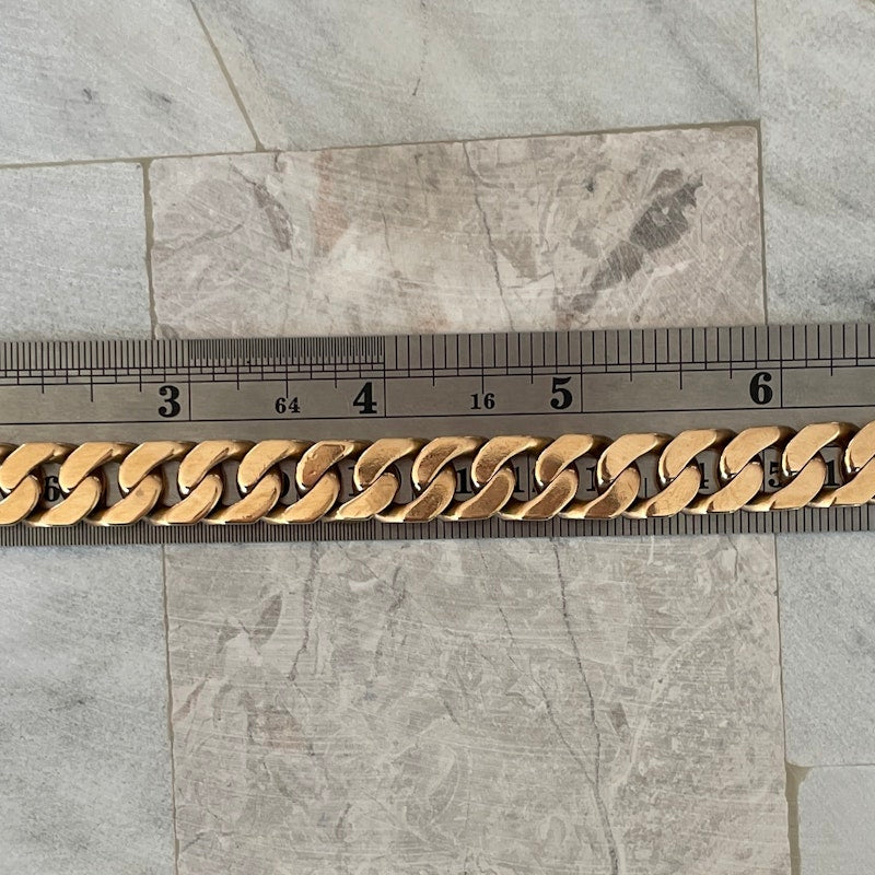 Vintage 14k Yellow Gold Cuban Curb Link Bracelet, 73gm
