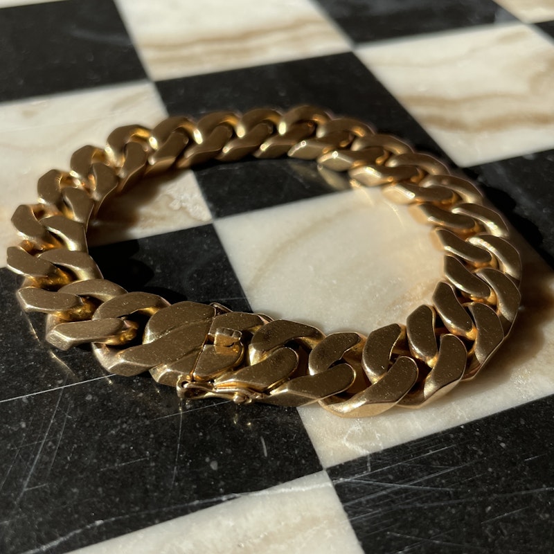 Vintage 14k Yellow Gold Cuban Curb Link Bracelet, 73gm