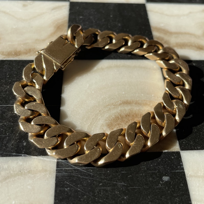 Vintage 14k Yellow Gold Cuban Curb Link Bracelet, 73gm