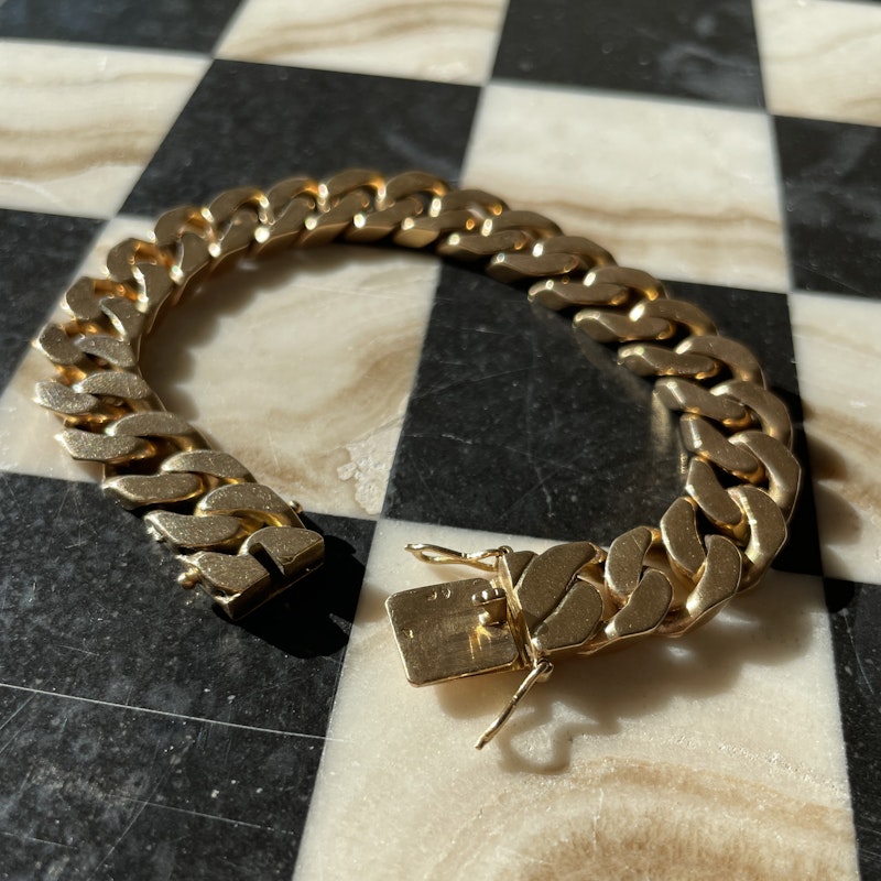 Vintage 14k Yellow Gold Cuban Curb Link Bracelet, 73gm