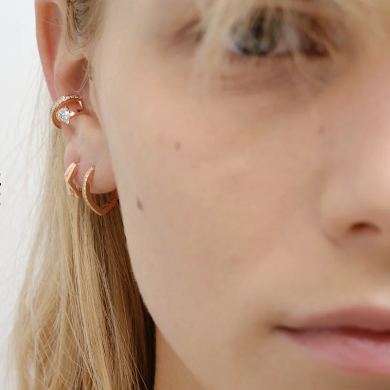 Repossi Antifer 18k Rose Gold Diamond Hoop Earring