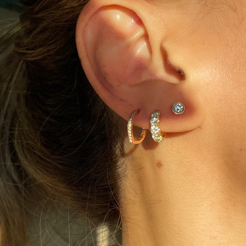 Repossi Antifer 18k Rose Gold Diamond Hoop Earring