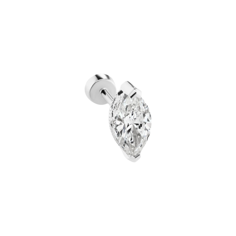 Maria Tash 18k Marquise Diamond Threaded Stud Earring