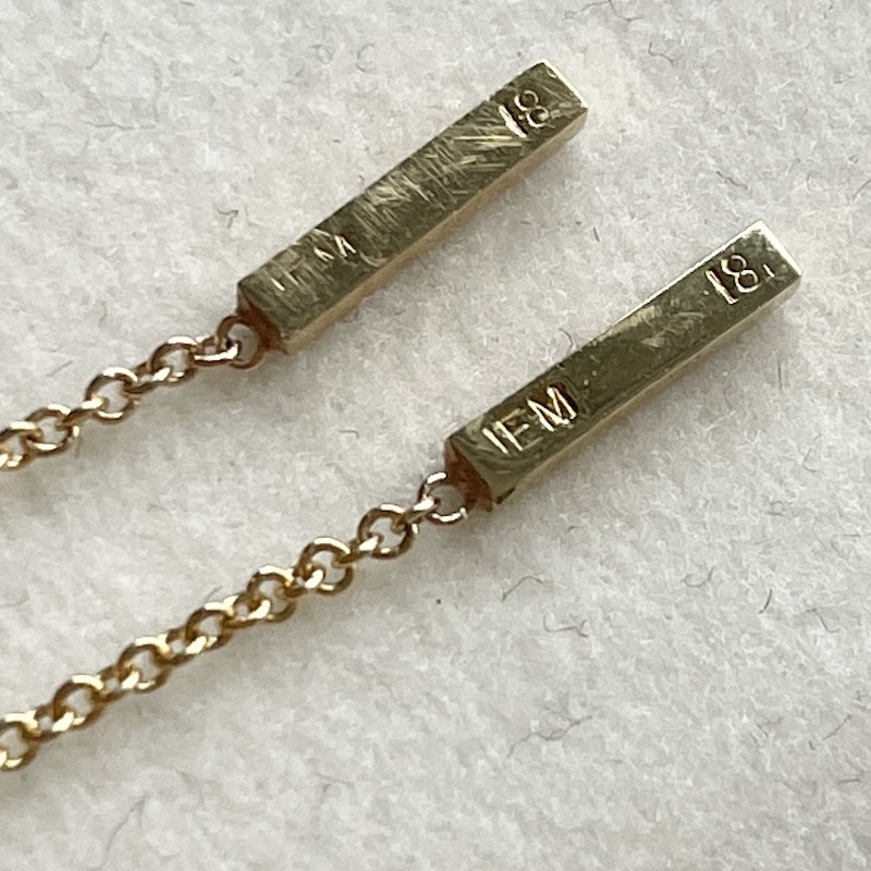 Jennifer Meyer Diamond Threaded Bar Stud Drop Earrings