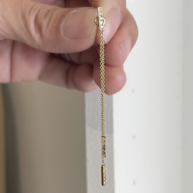 Jennifer Meyer Diamond Threaded Bar Stud Drop Earrings