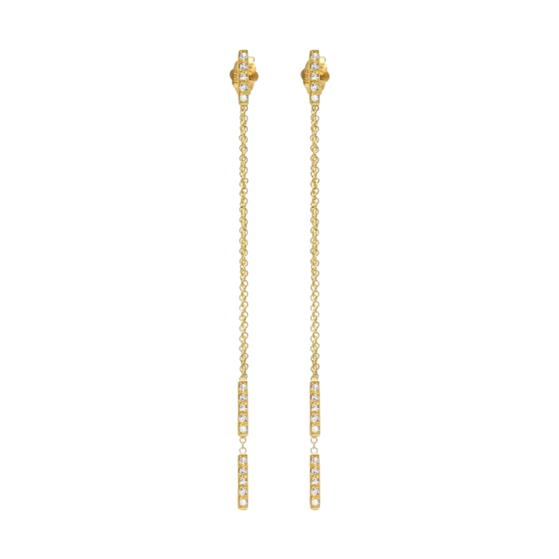 Jennifer Meyer Diamond Threaded Bar Stud Drop Earrings