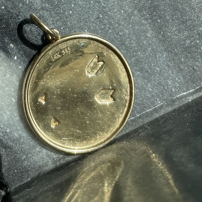 14k Yellow Gold Diamond Arrow Star Crescent Moon Disc Charm