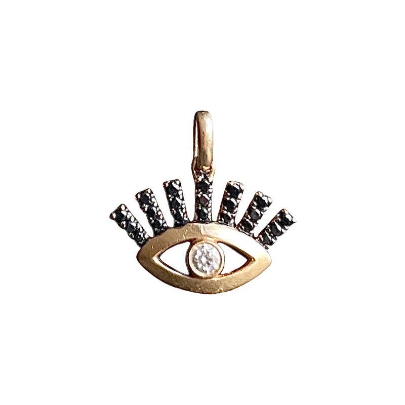 18k Rose Gold Black&White Diamond Protection Evil Eye Charm