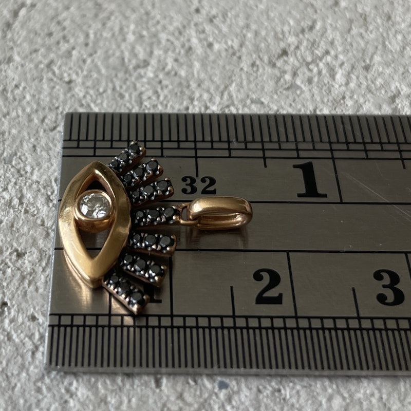 18k Rose Gold Black&White Diamond Protection Evil Eye Charm