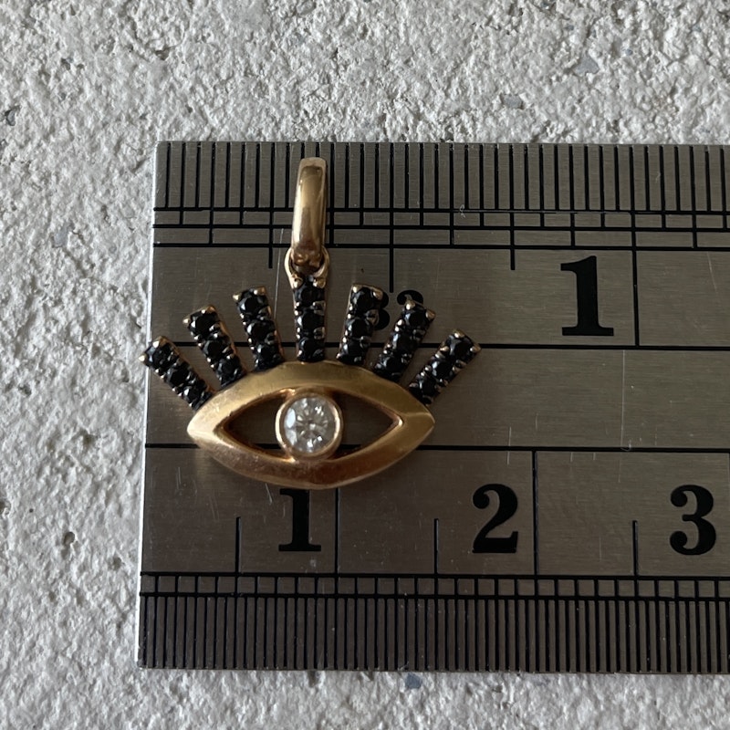 18k Rose Gold Black&White Diamond Protection Evil Eye Charm