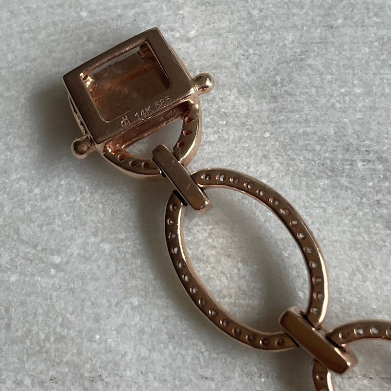 14k Rose Gold and Diamond Oval Link Bracelet
