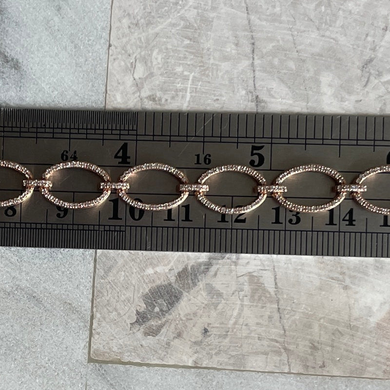 14k Rose Gold and Diamond Oval Link Bracelet