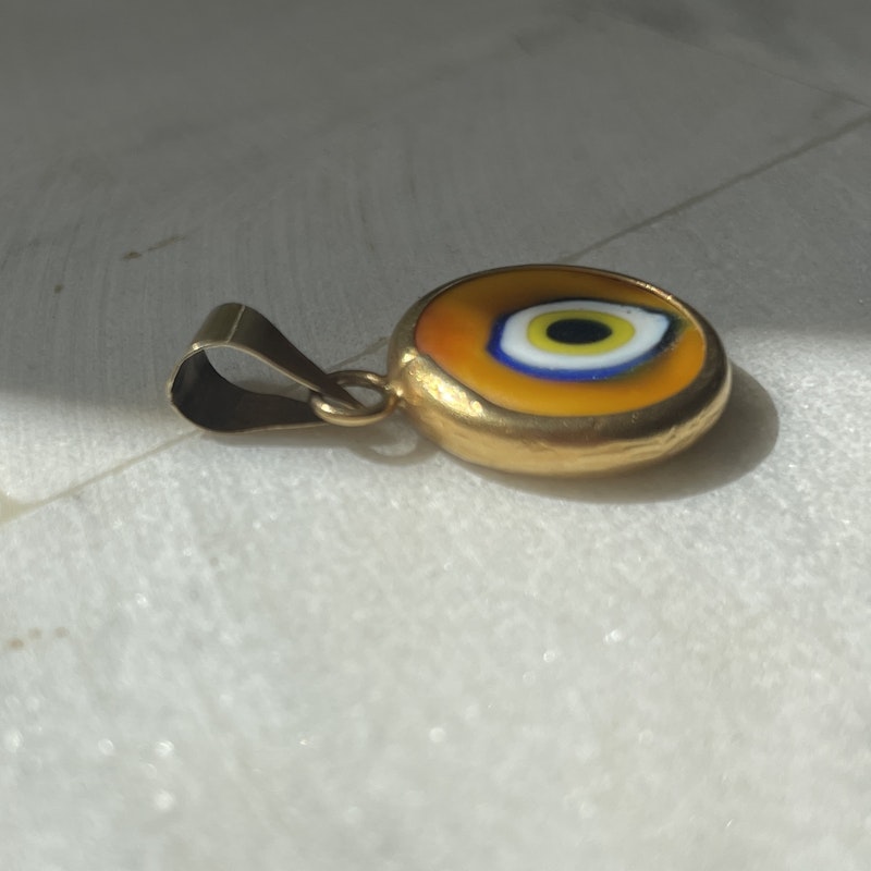 14k Yellow Gold Protection Evil Eye Charm Bracelet