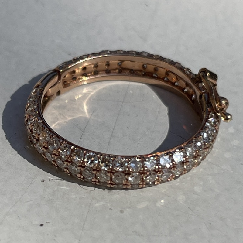 14k Rose Gold and Diamond Round Charm Enhancer Connector