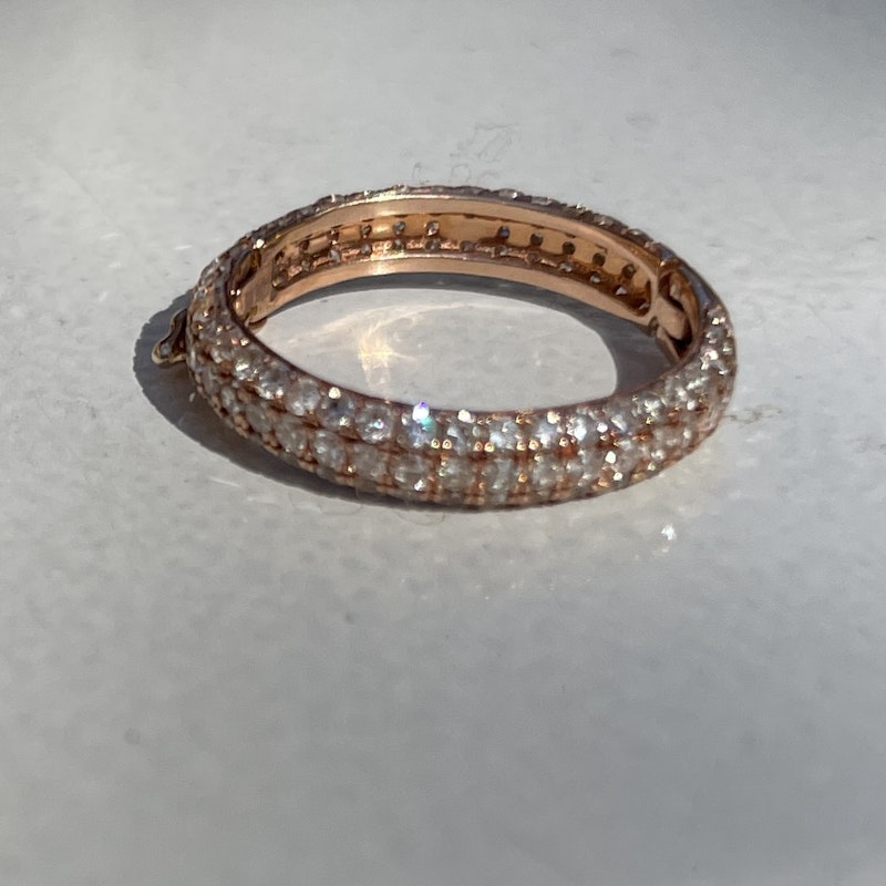 14k Rose Gold and Diamond Round Charm Enhancer Connector