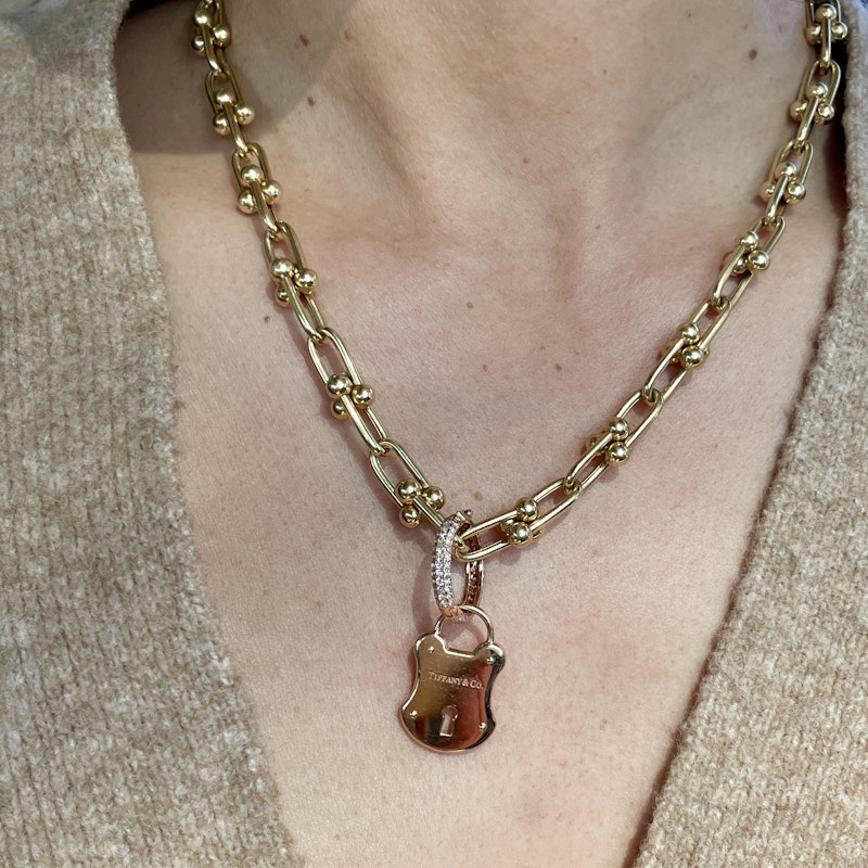14k Rose Gold and Diamond Round Charm Enhancer Connector