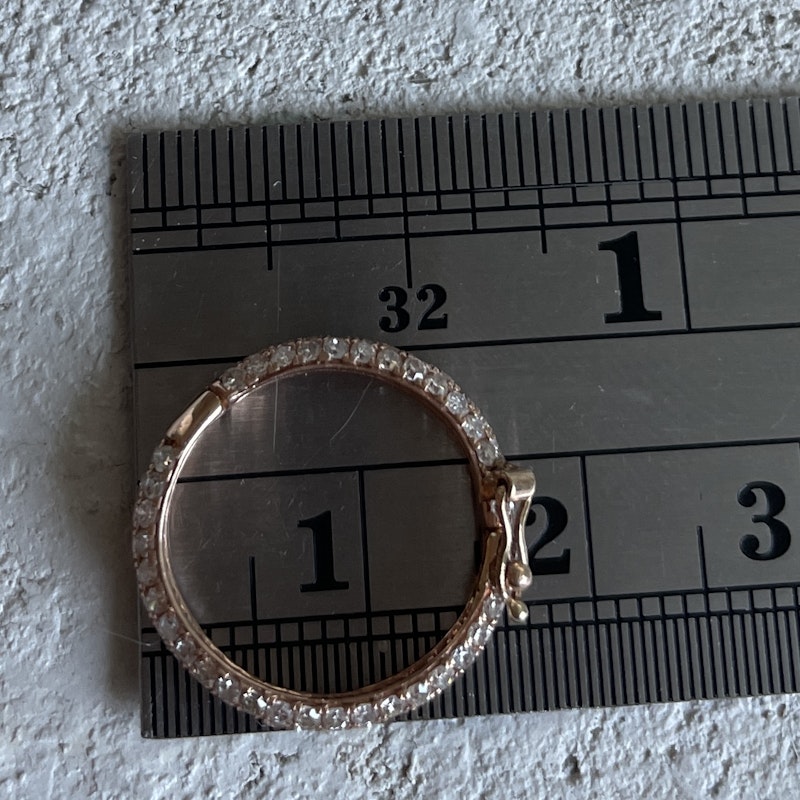 14k Rose Gold and Diamond Round Charm Enhancer Connector