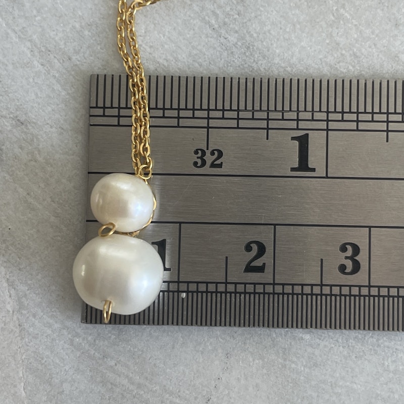 18k Yellow Gold Pearl Pendant Long Layer Wrap Necklace