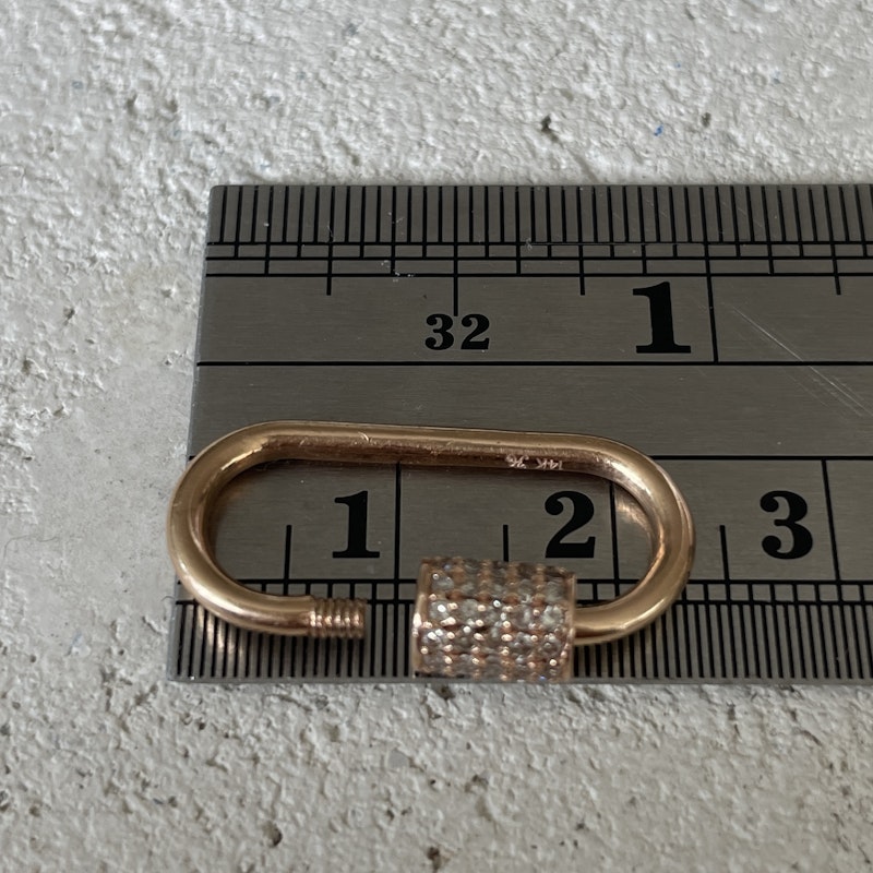 14k Rose Gold Grey Diamond Oval Carabiner Charm Enhancer