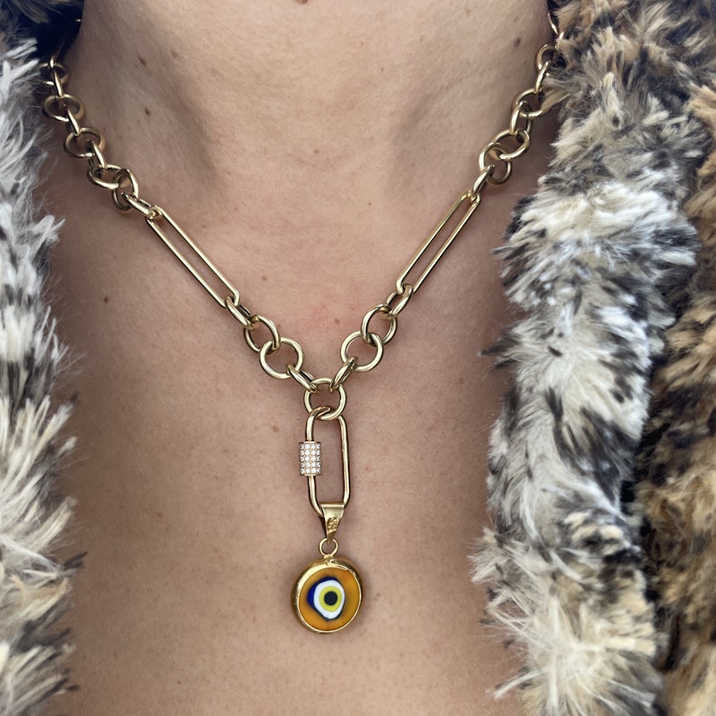 14k Yellow Gold Protection Evil Eye Charm Bracelet