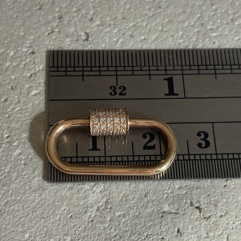 18k Rose Gold White Diamond Oval Carabiner Charm Enhancer
