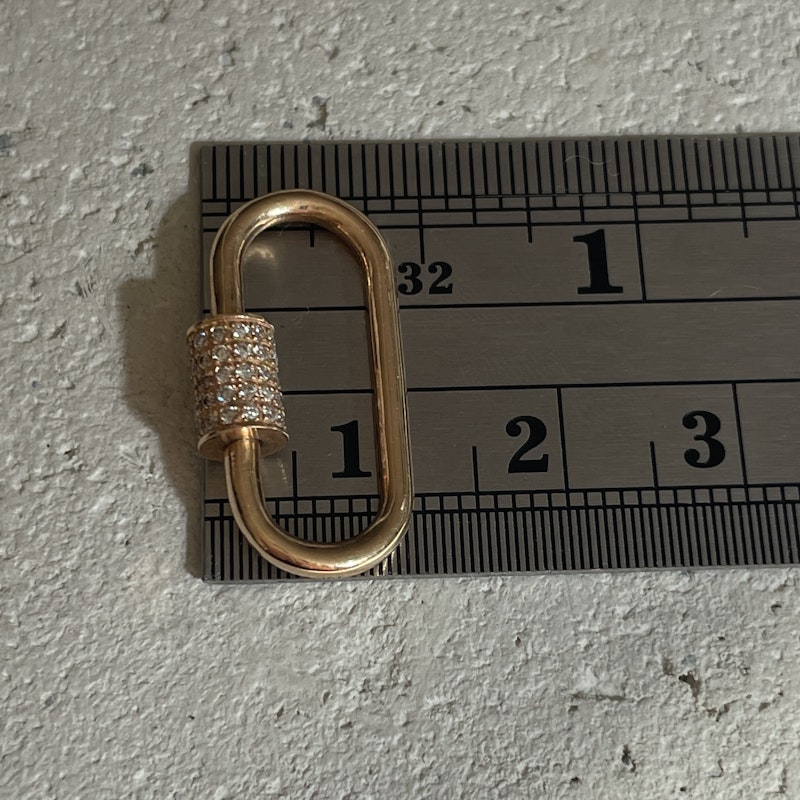 18k Rose Gold White Diamond Oval Carabiner Charm Enhancer