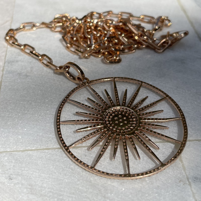 14k RoseGold Starburst Diamond Lariat Y Pendant Necklace