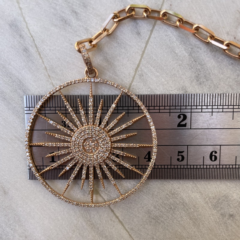 14k RoseGold Starburst Diamond Lariat Y Pendant Necklace